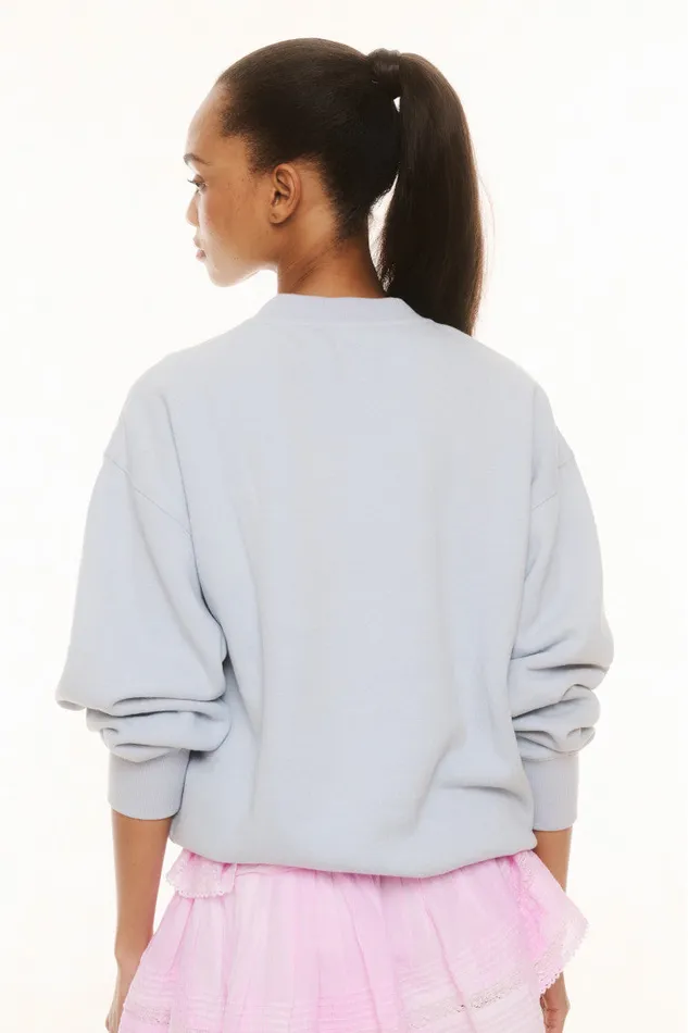 Tees and Fleece Women LoveShackFancy Palo Americana Fleece Pullover Moonstone Tees and Fleece Women LoveShackFancy Palo Americana Fleece Pullover Moonstone
