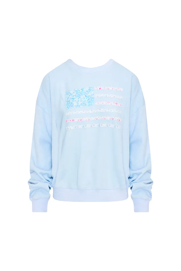 Tees and Fleece Women LoveShackFancy Palo Americana Fleece Pullover Moonstone Tees and Fleece Women LoveShackFancy Palo Americana Fleece Pullover Moonstone