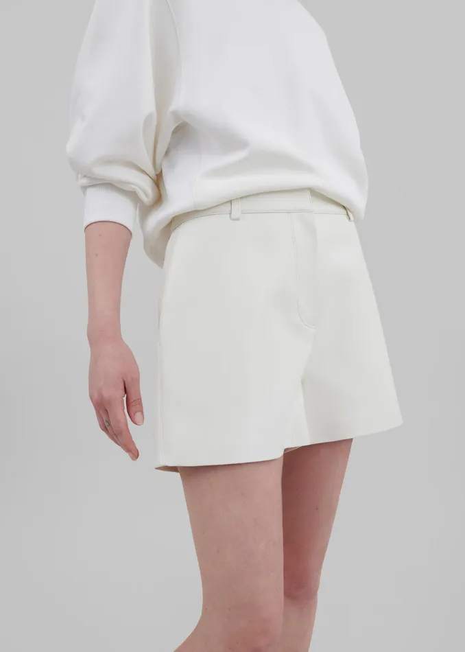 The Frankie Shop Bottoms Cassie Faux Leather Mini Shorts 8211 White 8211 Women