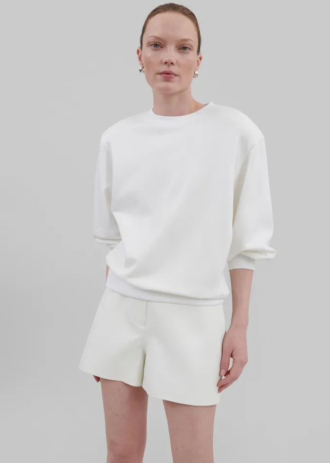 The Frankie Shop Bottoms Cassie Faux Leather Mini Shorts 8211 White 8211 Women