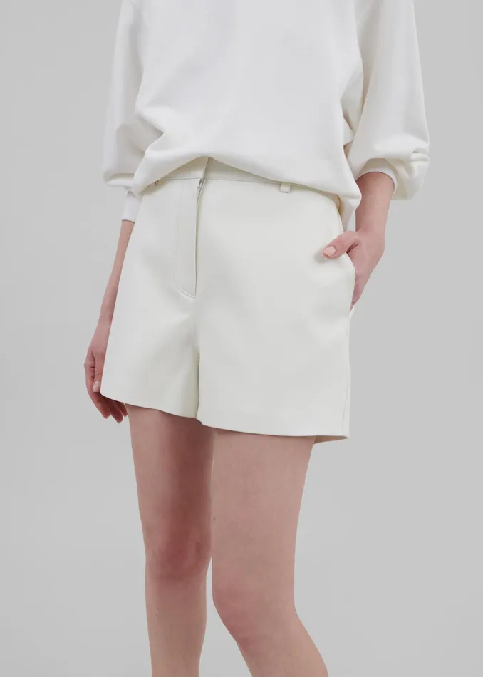 The Frankie Shop Bottoms Cassie Faux Leather Mini Shorts 8211 White 8211 Women