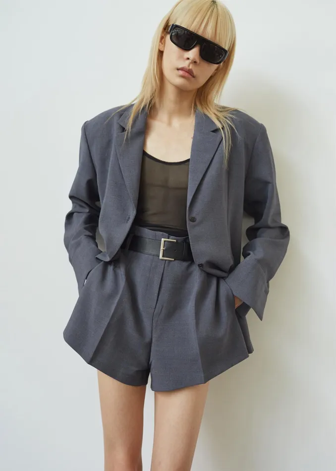 The Frankie Shop Bottoms Chappell Belted Shorts 8211 Grey 8211 Women