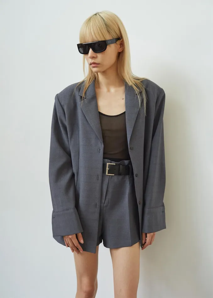The Frankie Shop Bottoms Chappell Belted Shorts 8211 Grey 8211 Women