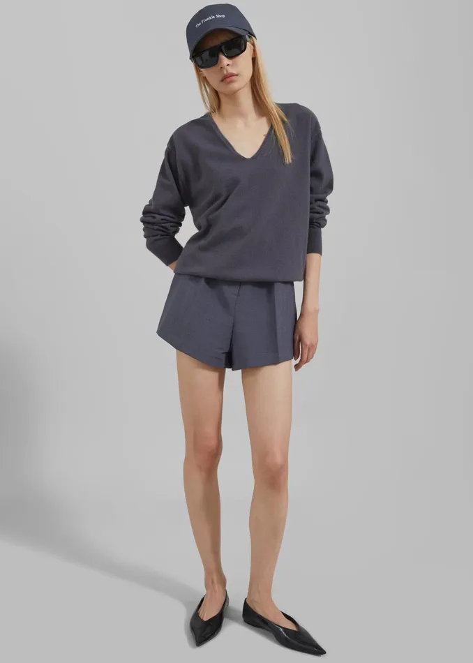 The Frankie Shop Bottoms Chappell Belted Shorts 8211 Grey 8211 Women