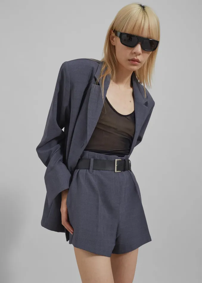 The Frankie Shop Bottoms Chappell Belted Shorts 8211 Grey 8211 Women
