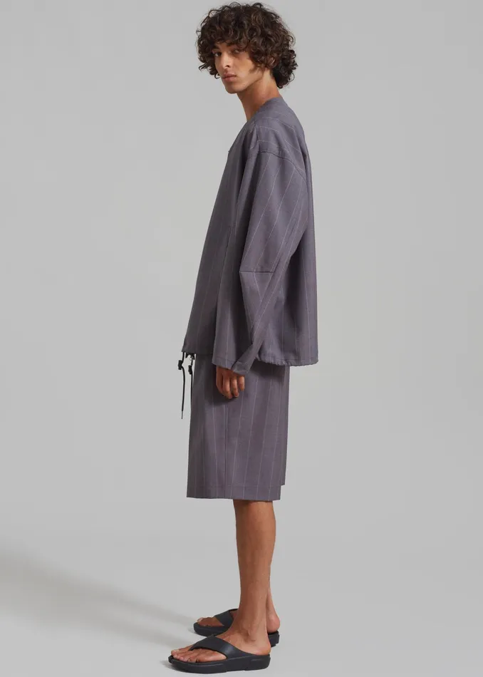 The Frankie Shop Bottoms Dash Pleated Bermuda Shorts 8211 Grey Stripe 8211 Men