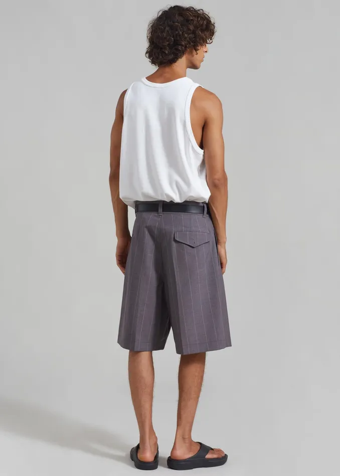 The Frankie Shop Bottoms Dash Pleated Bermuda Shorts 8211 Grey Stripe 8211 Men