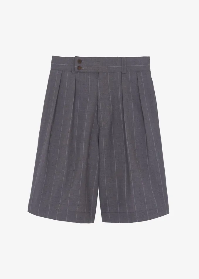 The Frankie Shop Bottoms Dash Pleated Bermuda Shorts 8211 Grey Stripe 8211 Men