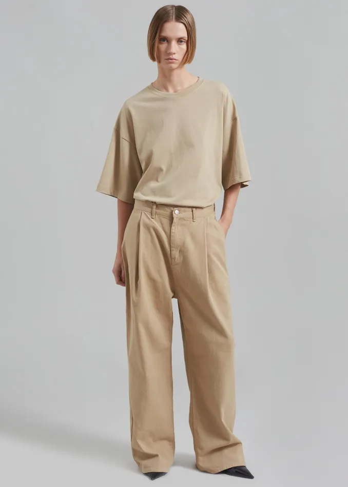 The Frankie Shop Bottoms Drew Denim Pants 8211 Beige 8211 WomenMen