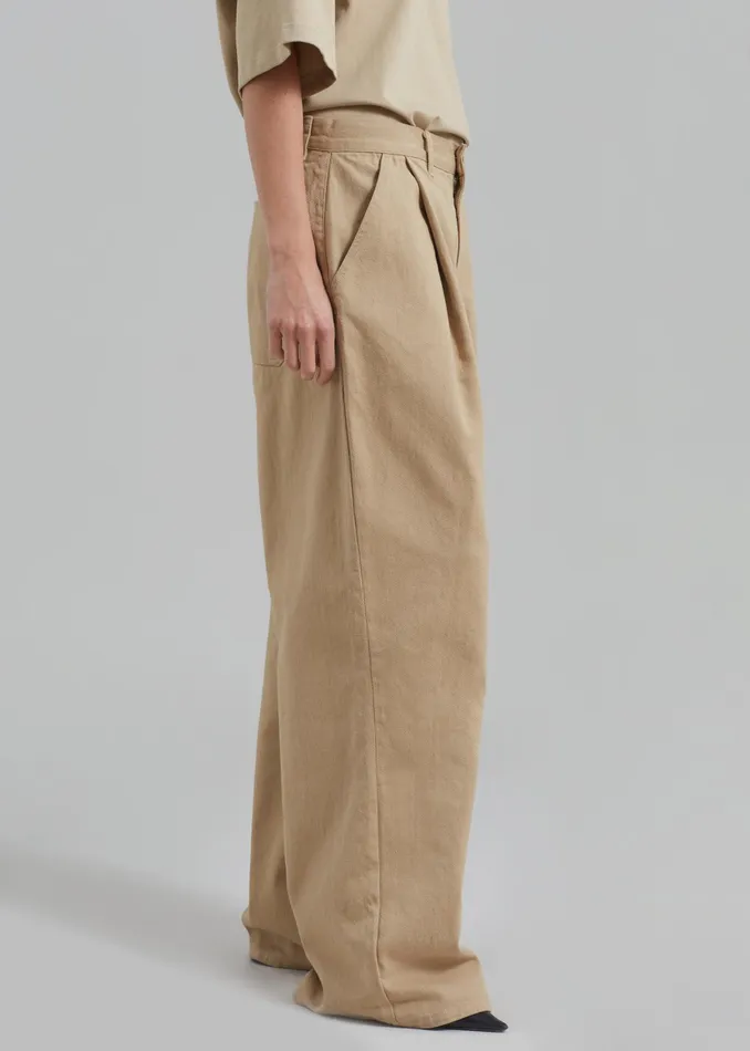 The Frankie Shop Bottoms Drew Denim Pants 8211 Beige 8211 WomenMen