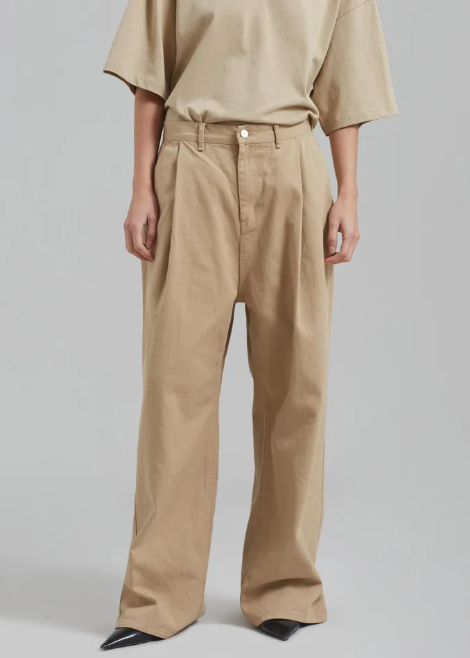 The Frankie Shop Bottoms Drew Denim Pants 8211 Beige 8211 WomenMen
