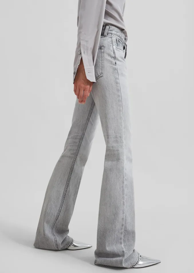 The Frankie Shop Bottoms Haikure Flora Flared Jeans 8211 Fog Grey 8211 Women