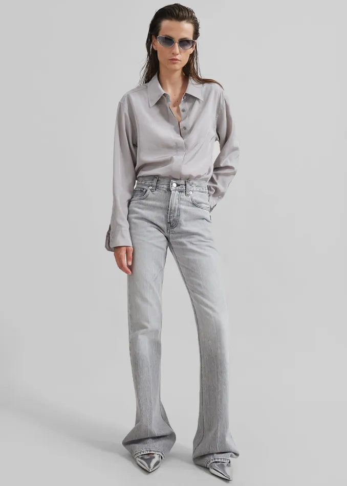 The Frankie Shop Bottoms Haikure Flora Flared Jeans 8211 Fog Grey 8211 Women