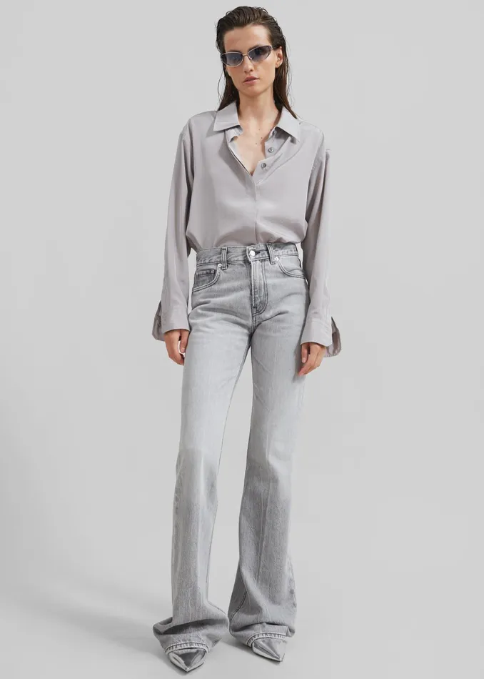 The Frankie Shop Bottoms Haikure Flora Flared Jeans 8211 Fog Grey 8211 Women