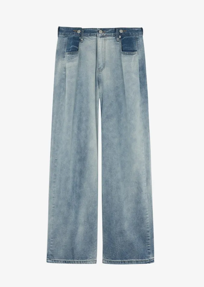 The Frankie Shop Bottoms Hayla Contrast Denim Pants 8211 Light WashBlue 8211 Women
