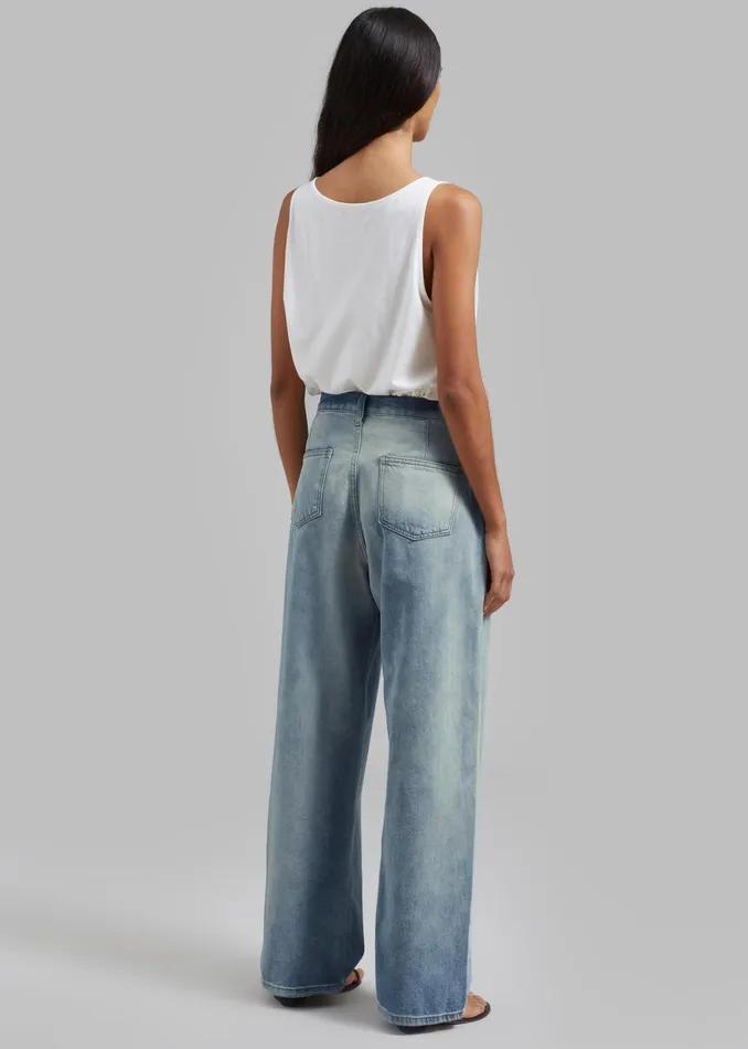 The Frankie Shop Bottoms Hayla Contrast Denim Pants 8211 Light WashBlue 8211 Women