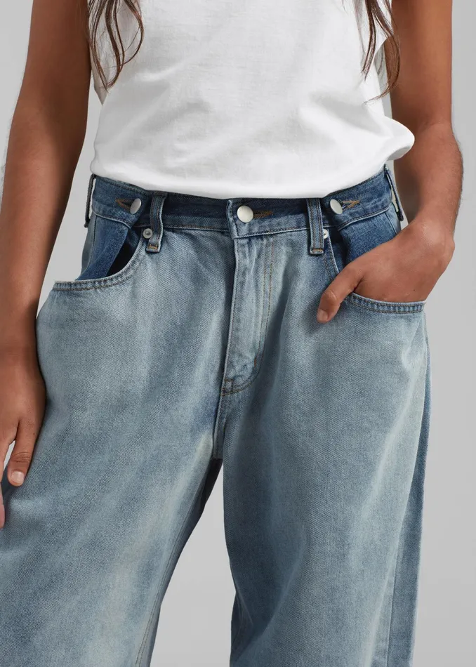 The Frankie Shop Bottoms Hayla Contrast Denim Pants 8211 Light WashBlue 8211 Women