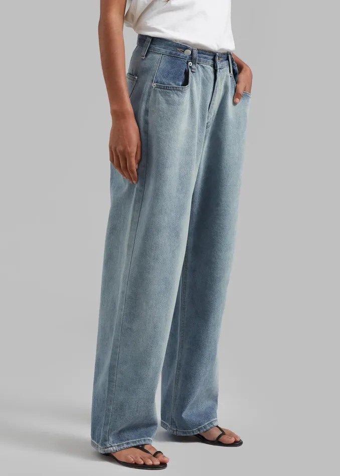 The Frankie Shop Bottoms Hayla Contrast Denim Pants 8211 Light WashBlue 8211 Women