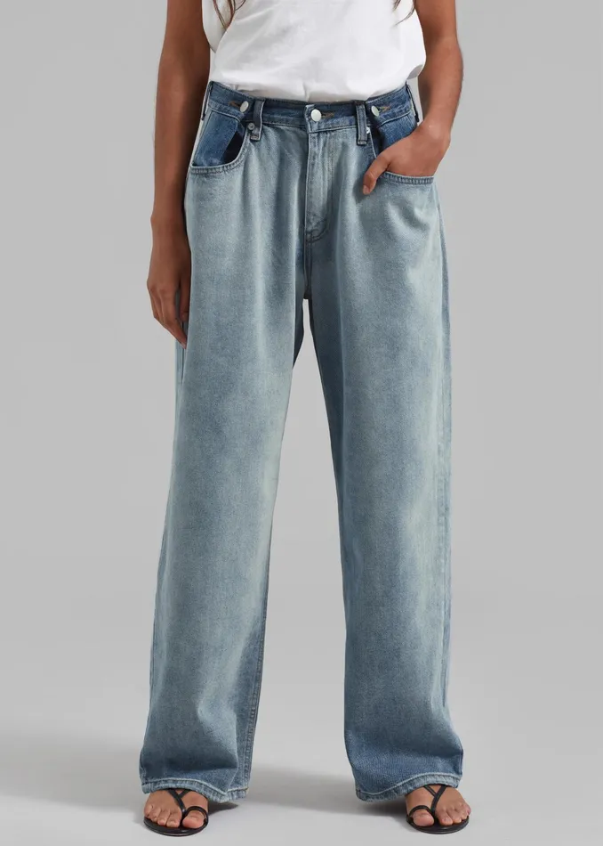 The Frankie Shop Bottoms Hayla Contrast Denim Pants 8211 Light WashBlue 8211 Women
