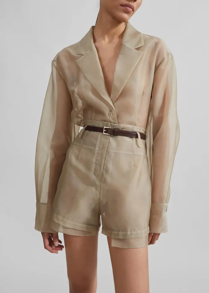 The Frankie Shop Bottoms Lise Sheer Shorts 8211 Desert Sand 8211 Women