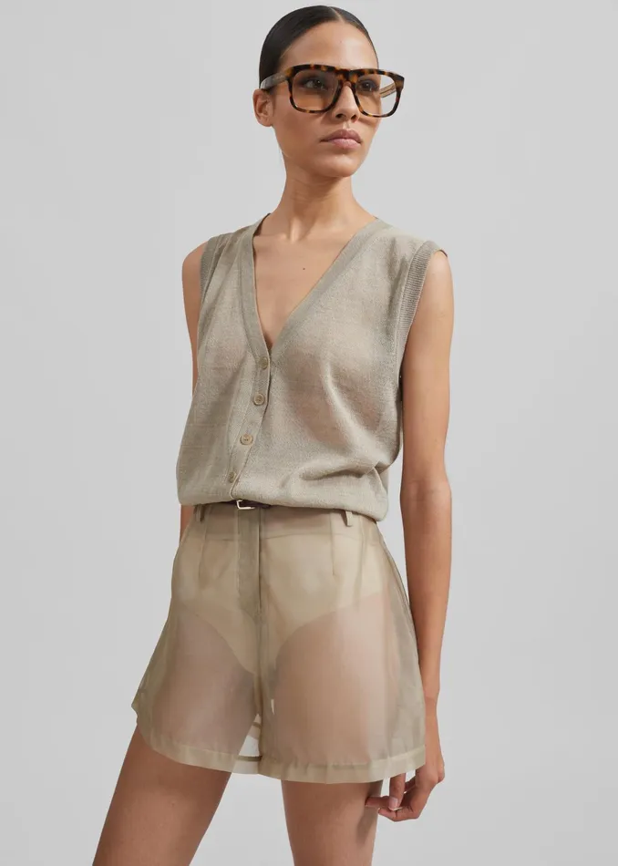 The Frankie Shop Bottoms Lise Sheer Shorts 8211 Desert Sand 8211 Women