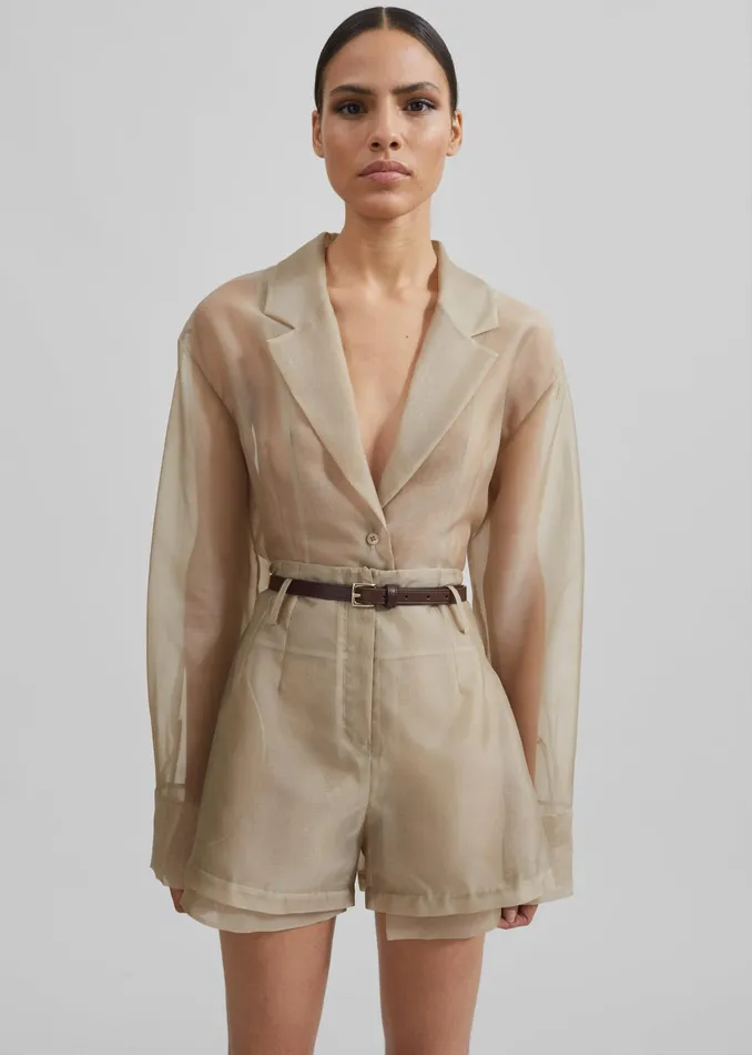 The Frankie Shop Bottoms Lise Sheer Shorts 8211 Desert Sand 8211 Women