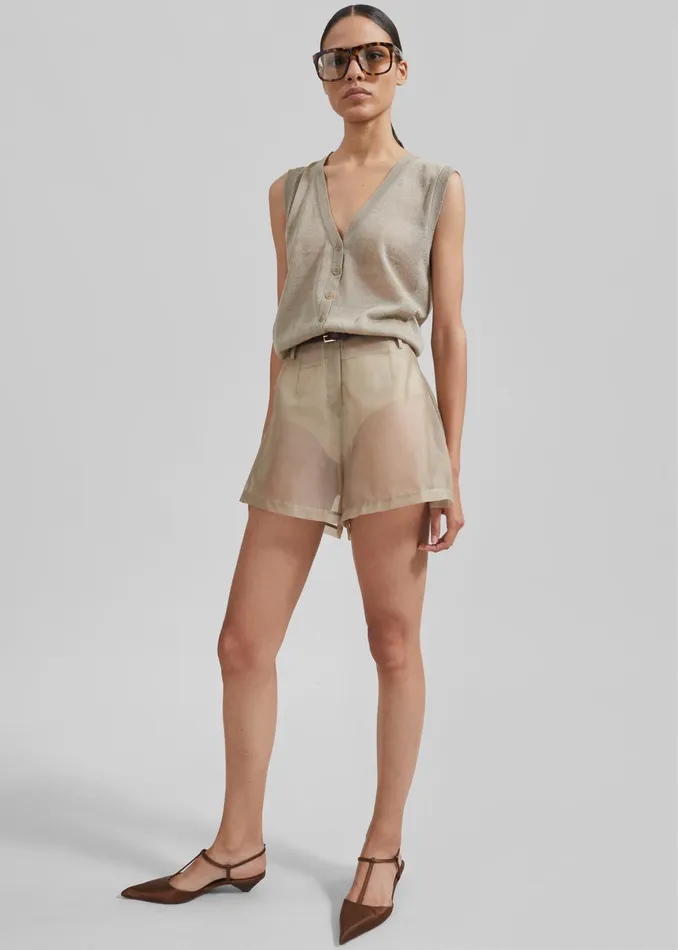 The Frankie Shop Bottoms Lise Sheer Shorts 8211 Desert Sand 8211 Women