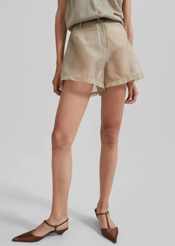 The Frankie Shop Bottoms Lise Sheer Shorts 8211 Desert Sand 8211 Women