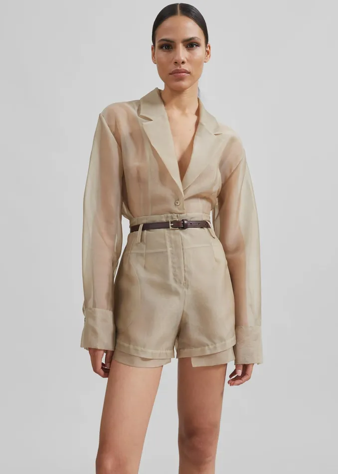 The Frankie Shop Bottoms Lise Sheer Shorts 8211 Desert Sand 8211 Women