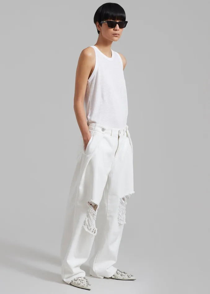 The Frankie Shop Bottoms Mercer Ripped Jeans 8211 White 8211 Women