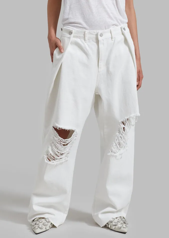 The Frankie Shop Bottoms Mercer Ripped Jeans 8211 White 8211 Women