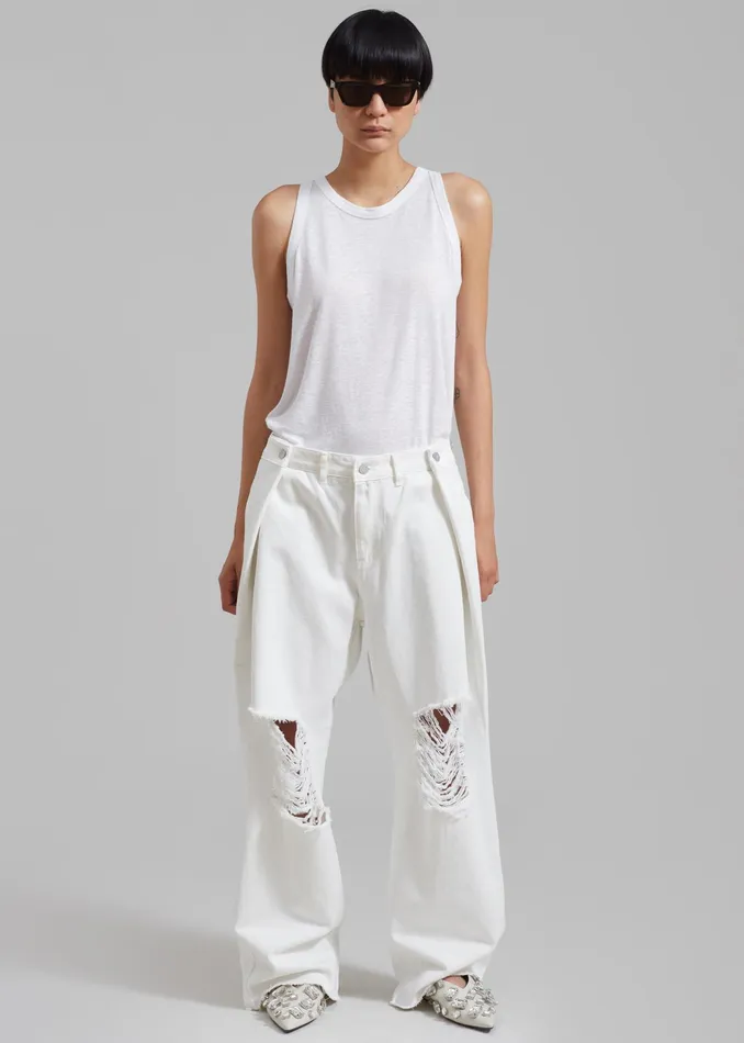 The Frankie Shop Bottoms Mercer Ripped Jeans 8211 White 8211 Women