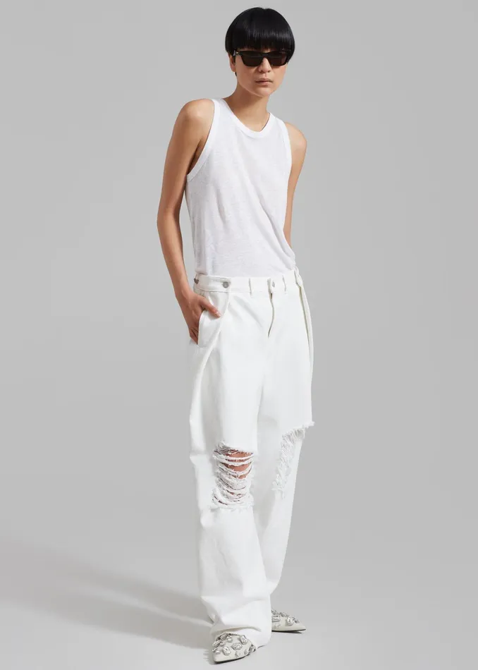 The Frankie Shop Bottoms Mercer Ripped Jeans 8211 White 8211 Women
