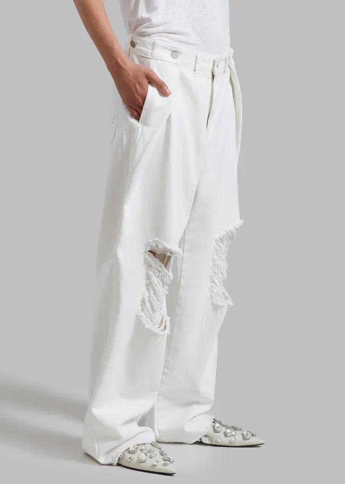 The Frankie Shop Bottoms Mercer Ripped Jeans 8211 White 8211 Women
