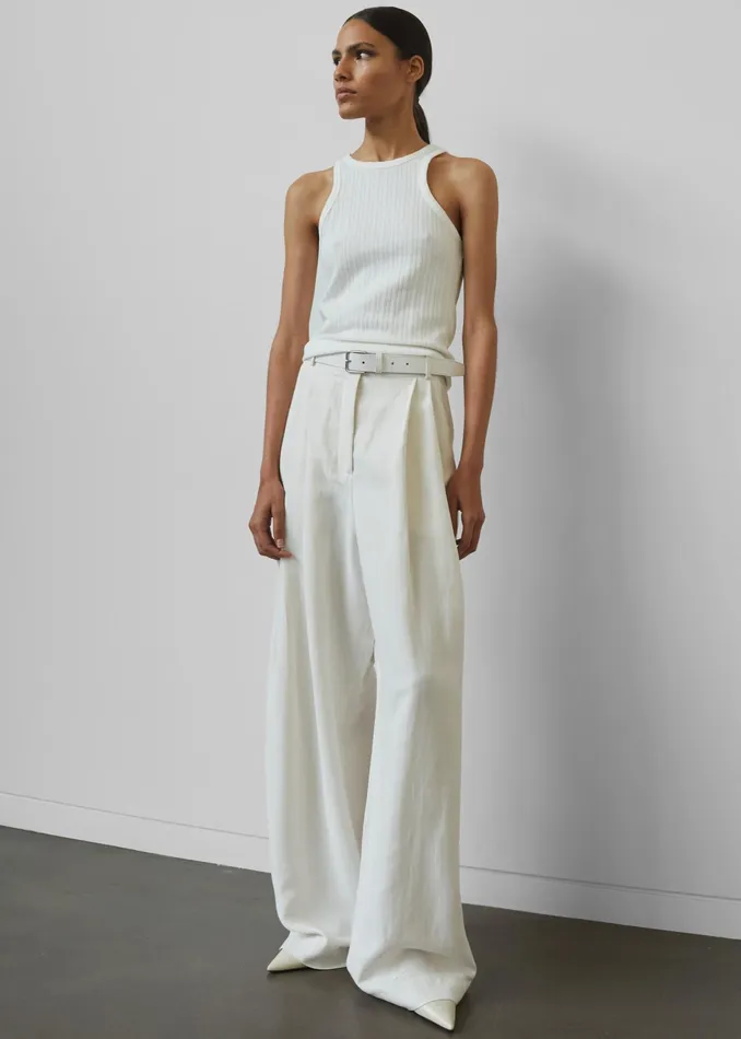 The Frankie Shop Bottoms Piper Pleated Trousers 8211 White 8211 Women