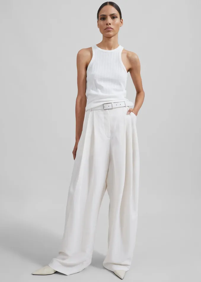 The Frankie Shop Bottoms Piper Pleated Trousers 8211 White 8211 Women