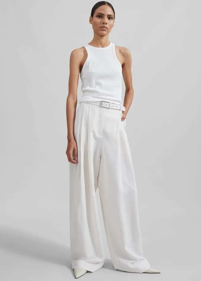 The Frankie Shop Bottoms Piper Pleated Trousers 8211 White 8211 Women