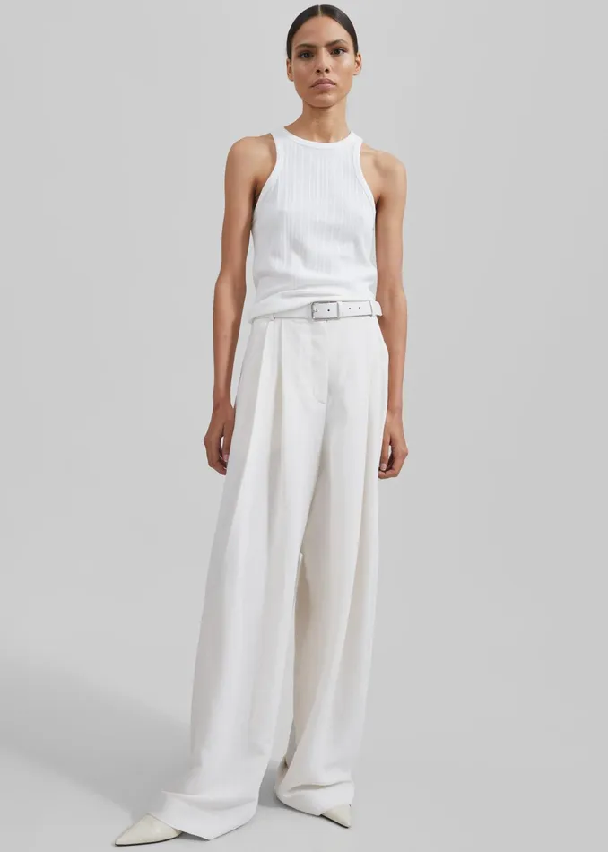 The Frankie Shop Bottoms Piper Pleated Trousers 8211 White 8211 Women