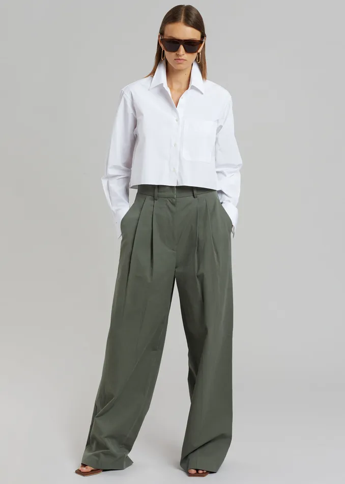 The Frankie Shop Bottoms Tansy Cotton Pants 8211 Olive 8211 Women