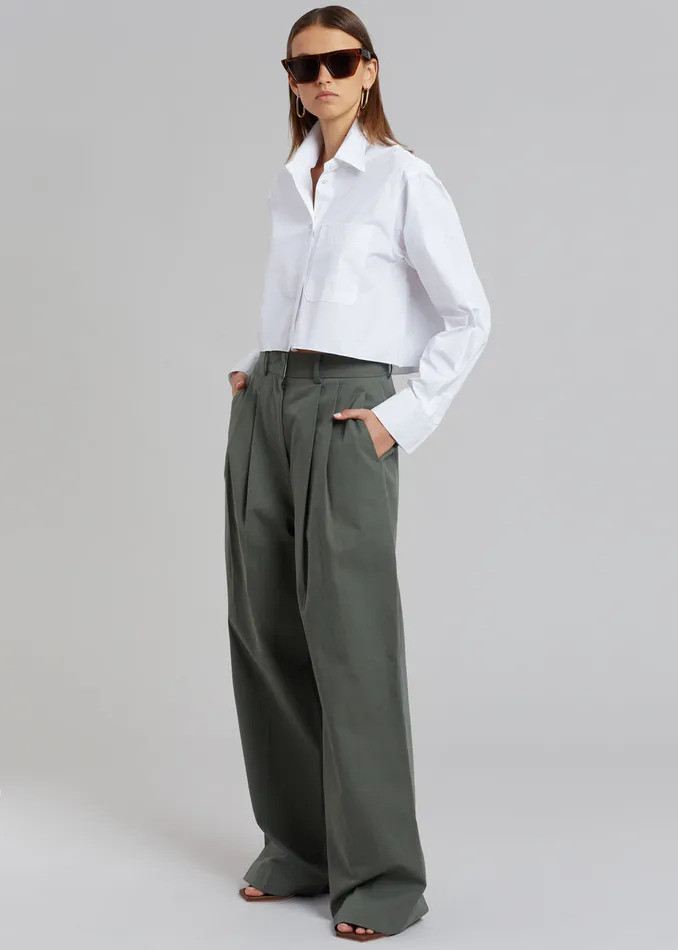 The Frankie Shop Bottoms Tansy Cotton Pants 8211 Olive 8211 Women