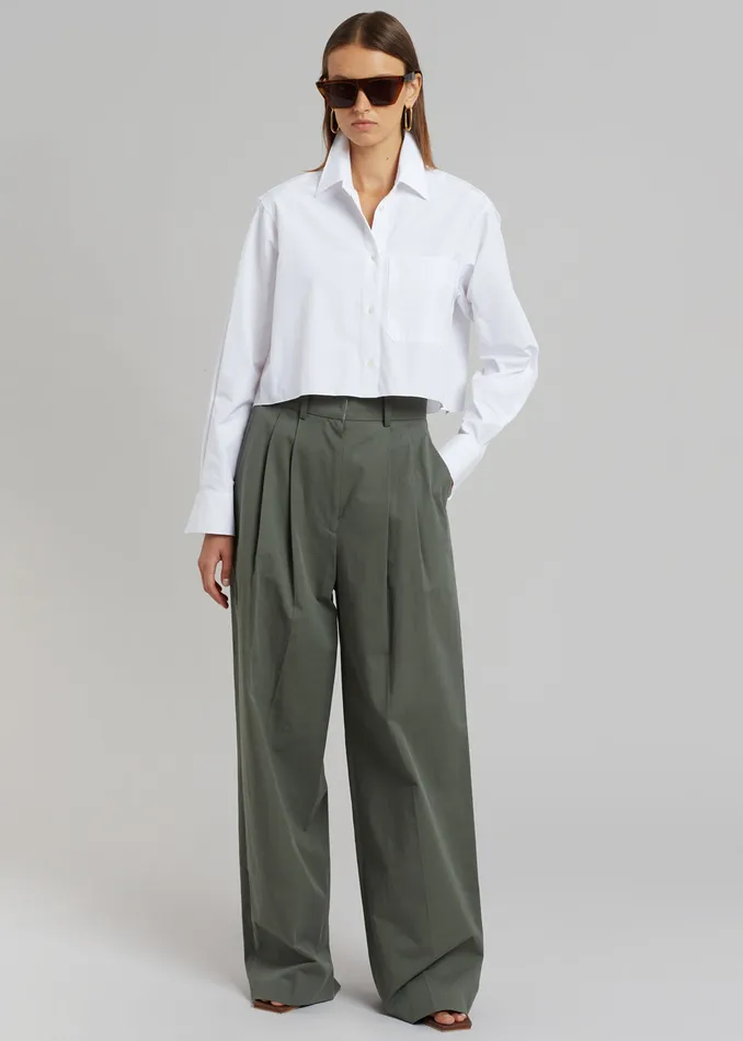 The Frankie Shop Bottoms Tansy Cotton Pants 8211 Olive 8211 Women