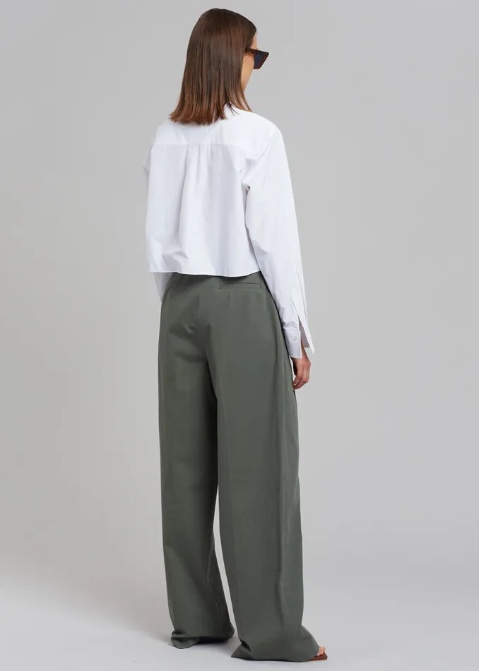 The Frankie Shop Bottoms Tansy Cotton Pants 8211 Olive 8211 Women