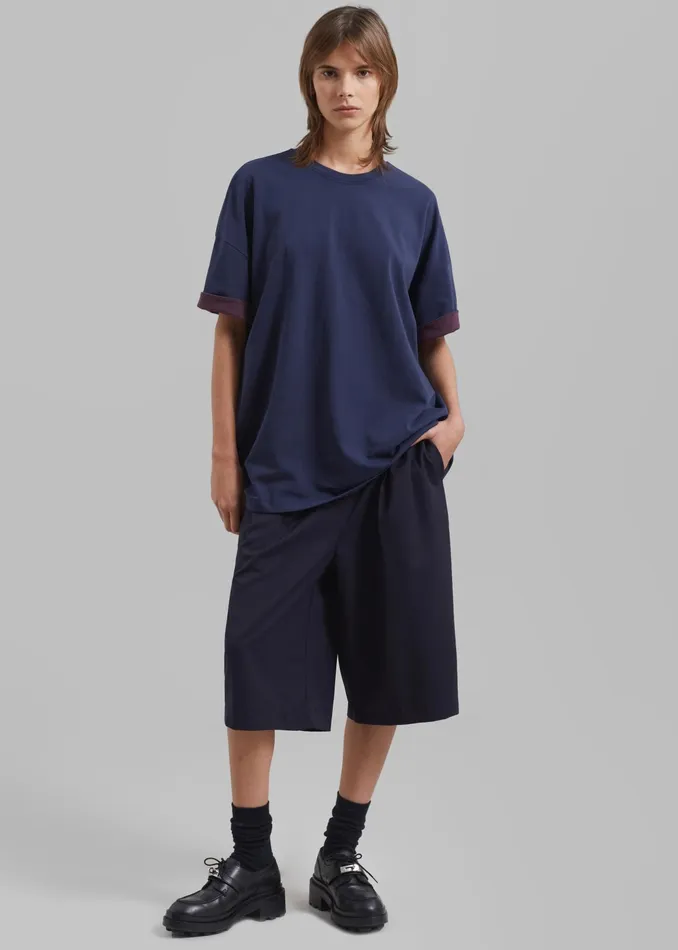 The Frankie Shop Bottoms Wilma Pleated Bermuda Shorts 8211 Navy 8211 Women