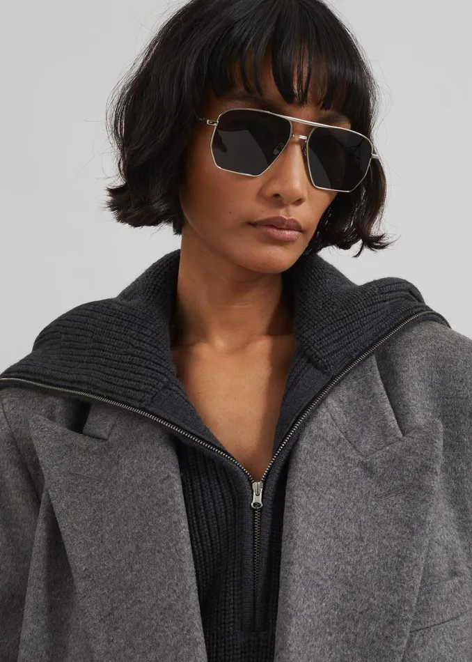 The Frankie Shop Coperni Aviator Sunglasses 8211 SilverBlack 8211 Women