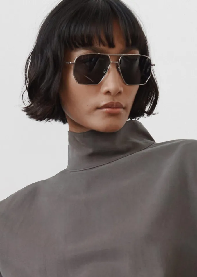 The Frankie Shop Coperni Aviator Sunglasses 8211 SilverBlack 8211 Women