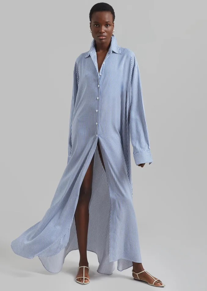 The Frankie Shop Dresses Avery Fluid Shirt Dress 8211 WhiteBlue Stripe 8211 Women