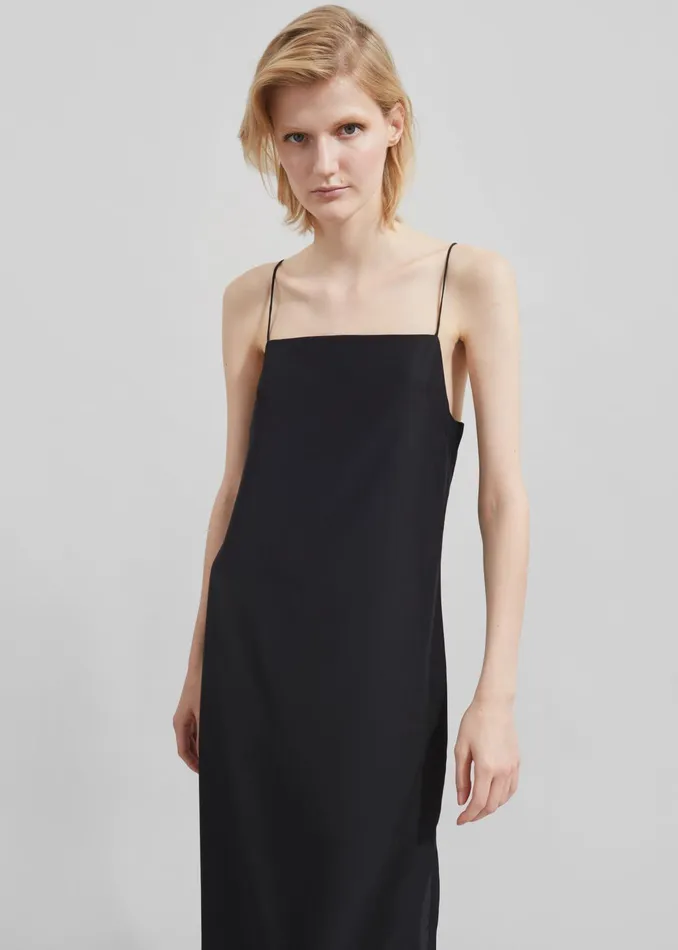 The Frankie Shop Dresses Matin Silk Square Neck Dress 8211 Black 8211 Women