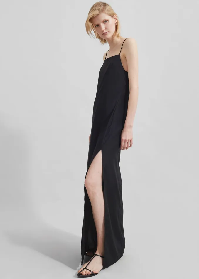 The Frankie Shop Dresses Matin Silk Square Neck Dress 8211 Black 8211 Women