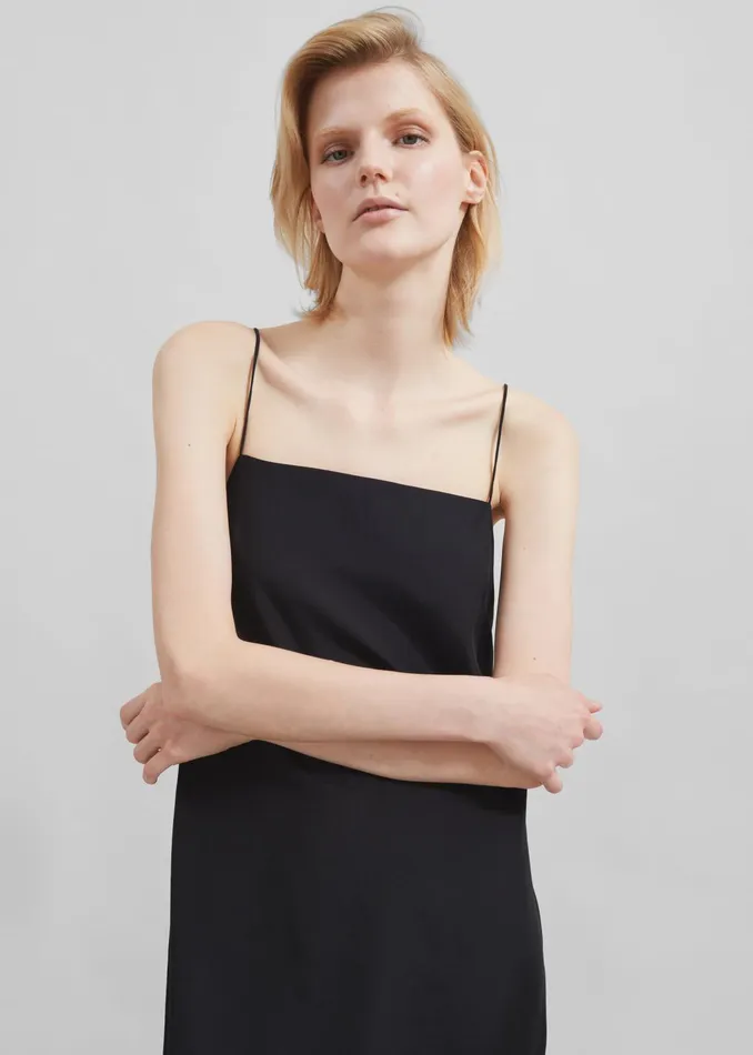 The Frankie Shop Dresses Matin Silk Square Neck Dress 8211 Black 8211 Women