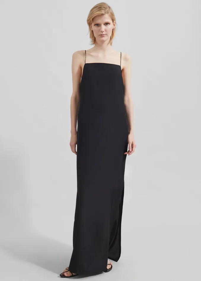 The Frankie Shop Dresses Matin Silk Square Neck Dress 8211 Black 8211 Women